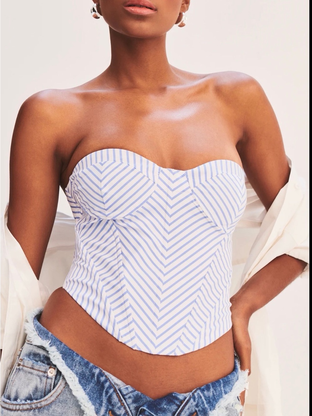 Se’roya Striped Blue and White Corset Bustier
